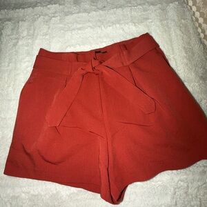 ASOS High Waist Rust-Red Tie Front Shorts